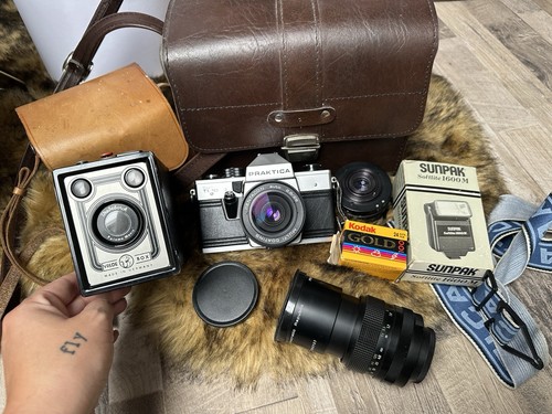 Vintage kamera set mit - vintage,